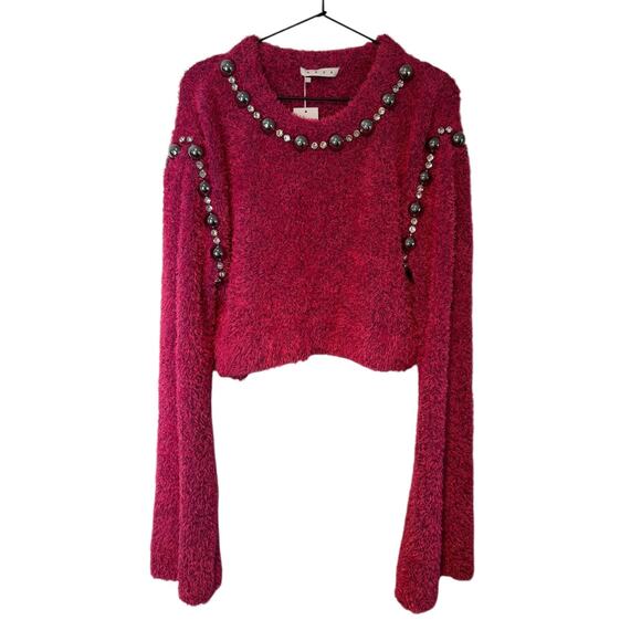 AREA Fuchsia Sweater with Crystal Accents - Picture 8 of 14